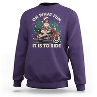Funny Christmas Motorbike Sweatshirt Oh What Fun It Is To Ride Female Santa Biker - Wonder Print Shop