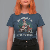 Funny Christmas Motorbike T Shirt For Women Oh What Fun It Is To Ride Female Santa Biker - Wonder Print Shop