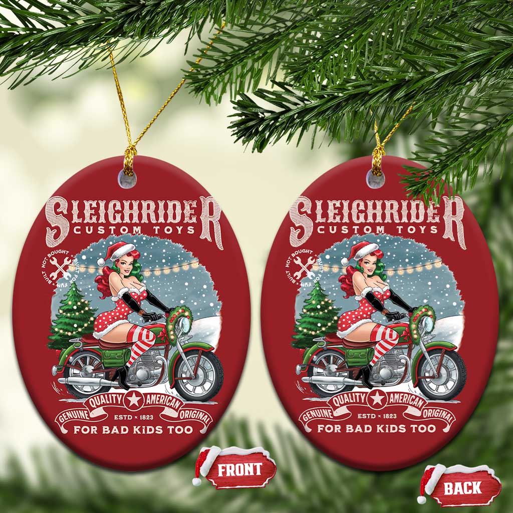 Xmas Female Santa Motorcycle Christmas Ornament Sleighrider Custom Toys For Bad Kids Too - Wonder Print Shop