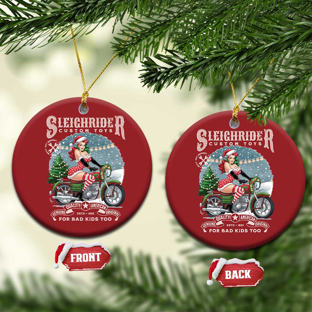 Xmas Female Santa Motorcycle Christmas Ornament Sleighrider Custom Toys For Bad Kids Too - Wonder Print Shop