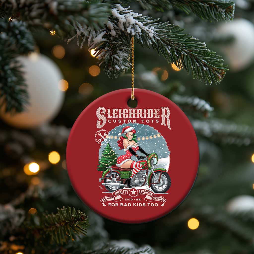 Xmas Female Santa Motorcycle Christmas Ornament Sleighrider Custom Toys For Bad Kids Too - Wonder Print Shop