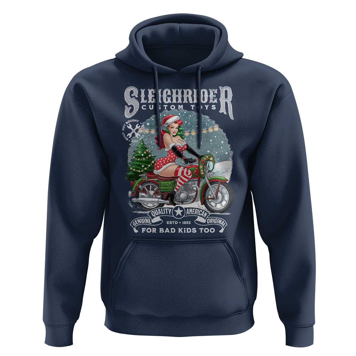 Christmas Female Santa Motorcycle Hoodie Sleighrider Custom Toys For Bad Kids Too