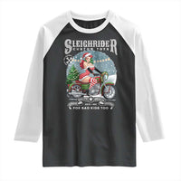 Christmas Female Santa Motorcycle Raglan Shirt Sleighrider Custom Toys For Bad Kids Too - Wonder Print Shop