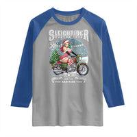 Christmas Female Santa Motorcycle Raglan Shirt Sleighrider Custom Toys For Bad Kids Too - Wonder Print Shop