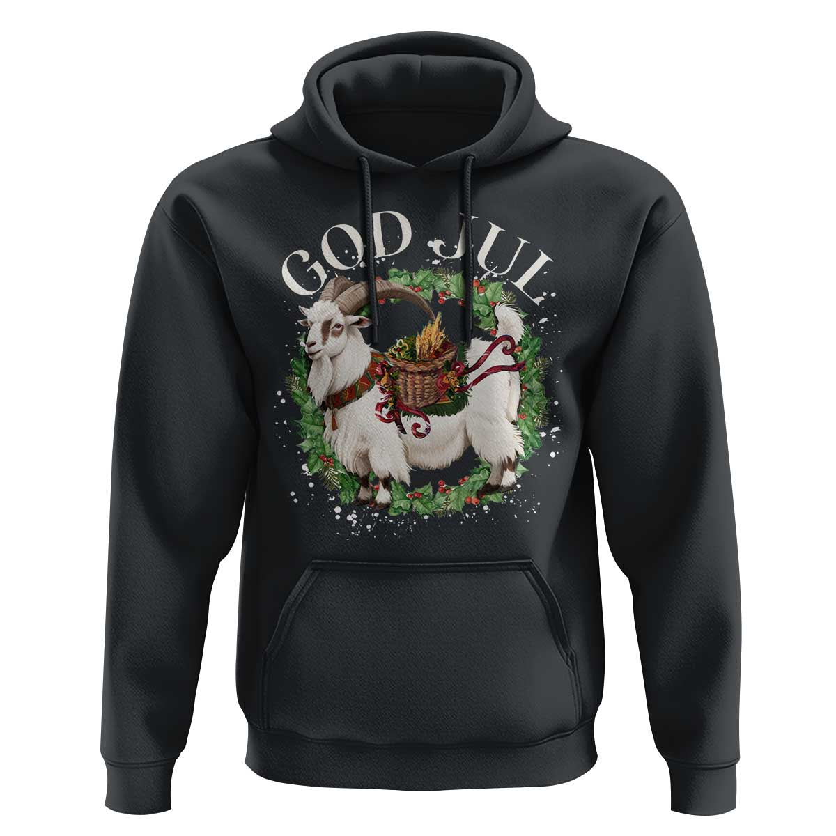 God Jul Hoodie Yule Goat Christmas Wreath Winter Solstice