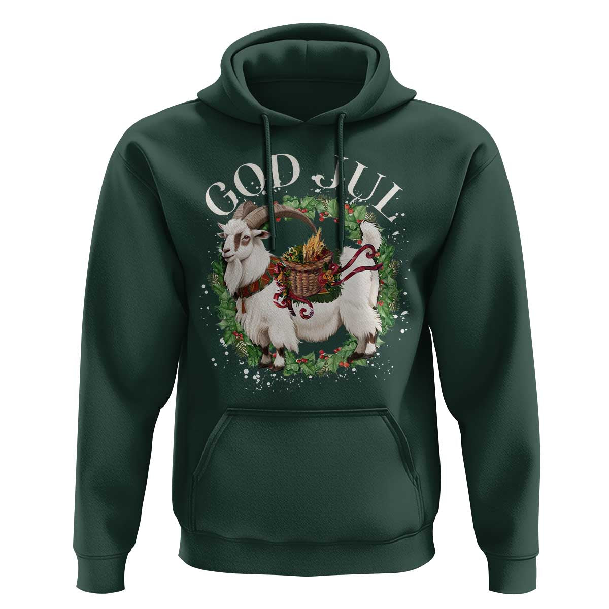 God Jul Hoodie Yule Goat Christmas Wreath Winter Solstice