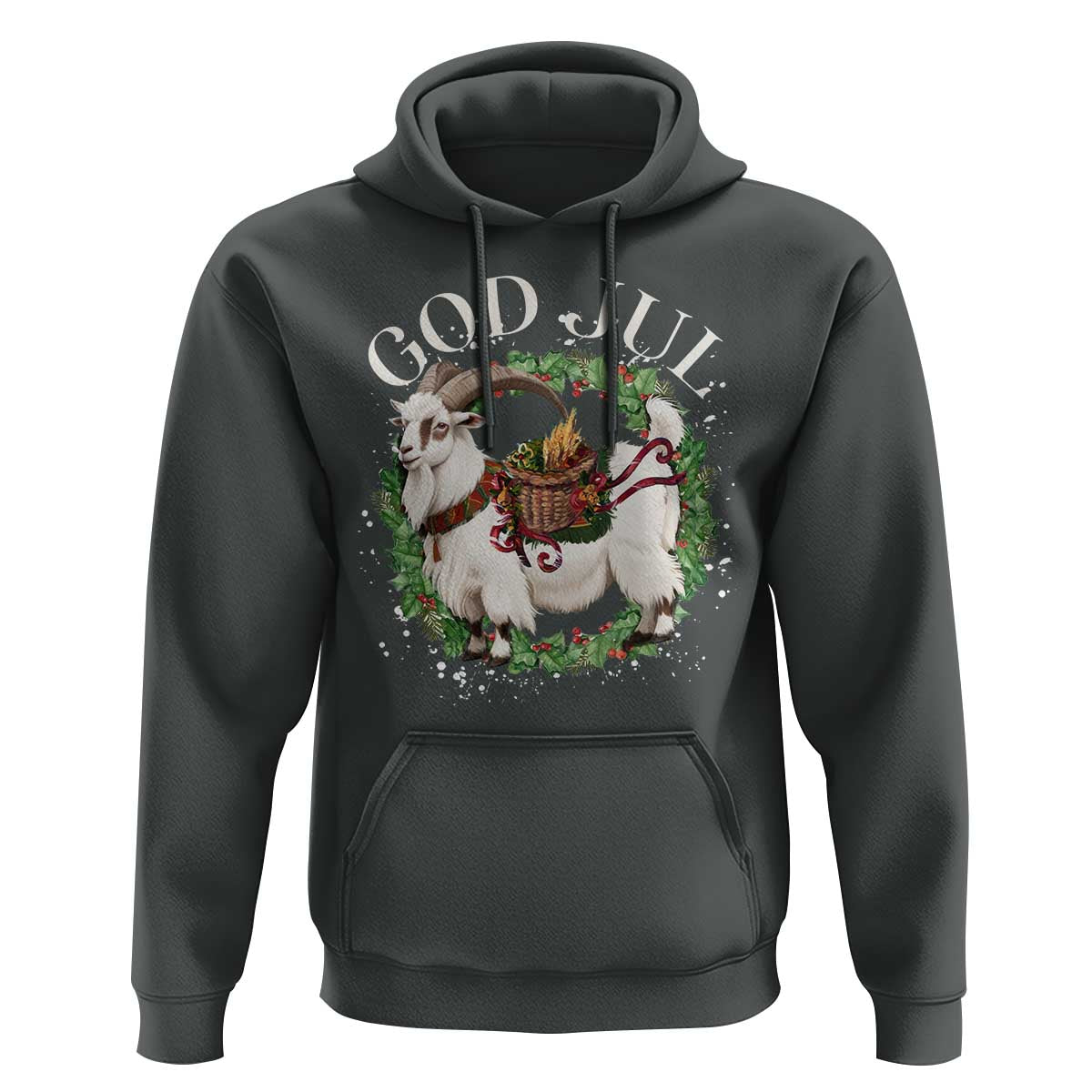 God Jul Hoodie Yule Goat Christmas Wreath Winter Solstice