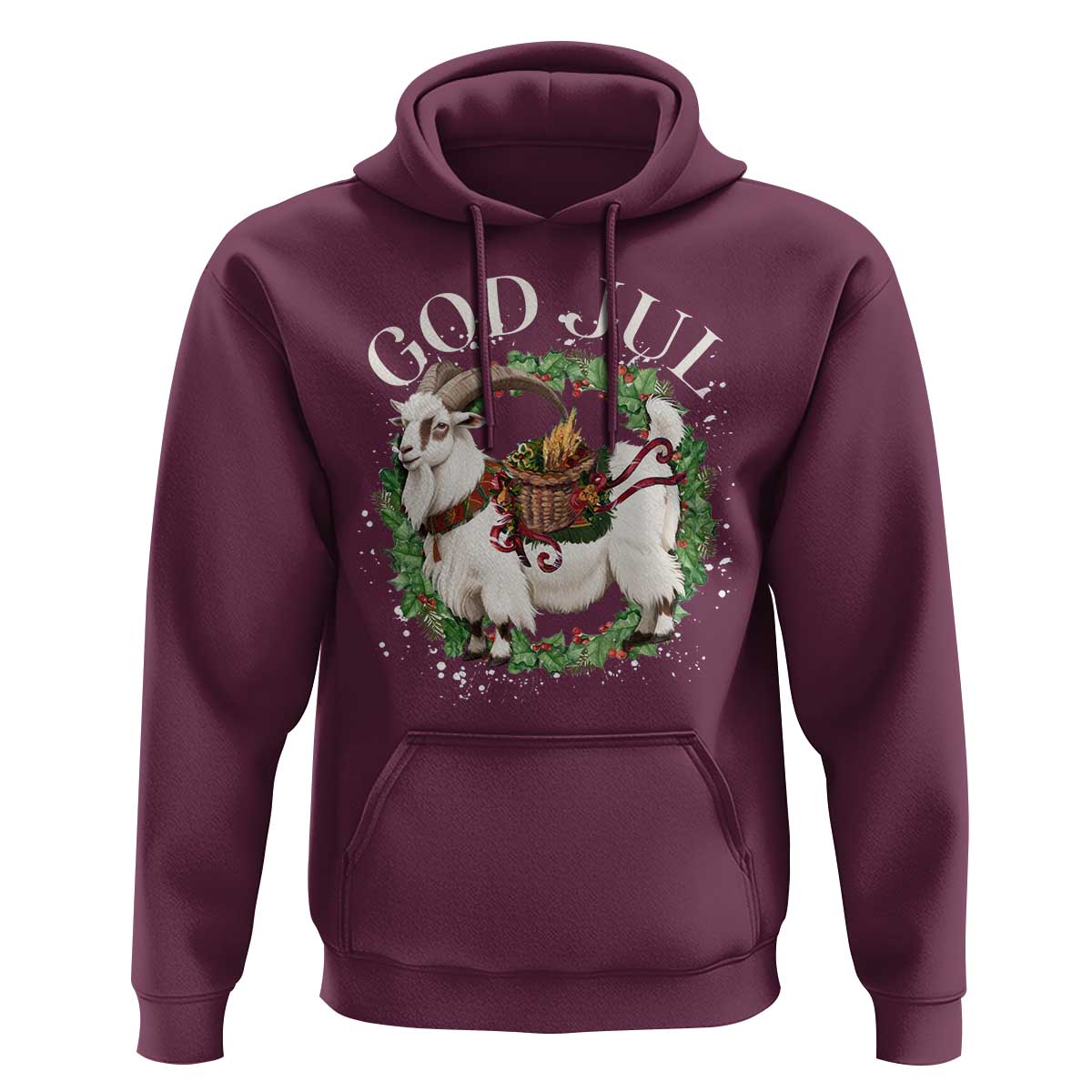 God Jul Hoodie Yule Goat Christmas Wreath Winter Solstice