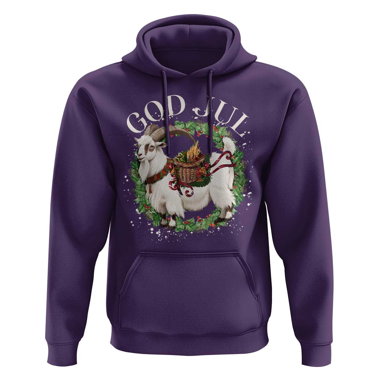 God Jul Hoodie Yule Goat Christmas Wreath Winter Solstice