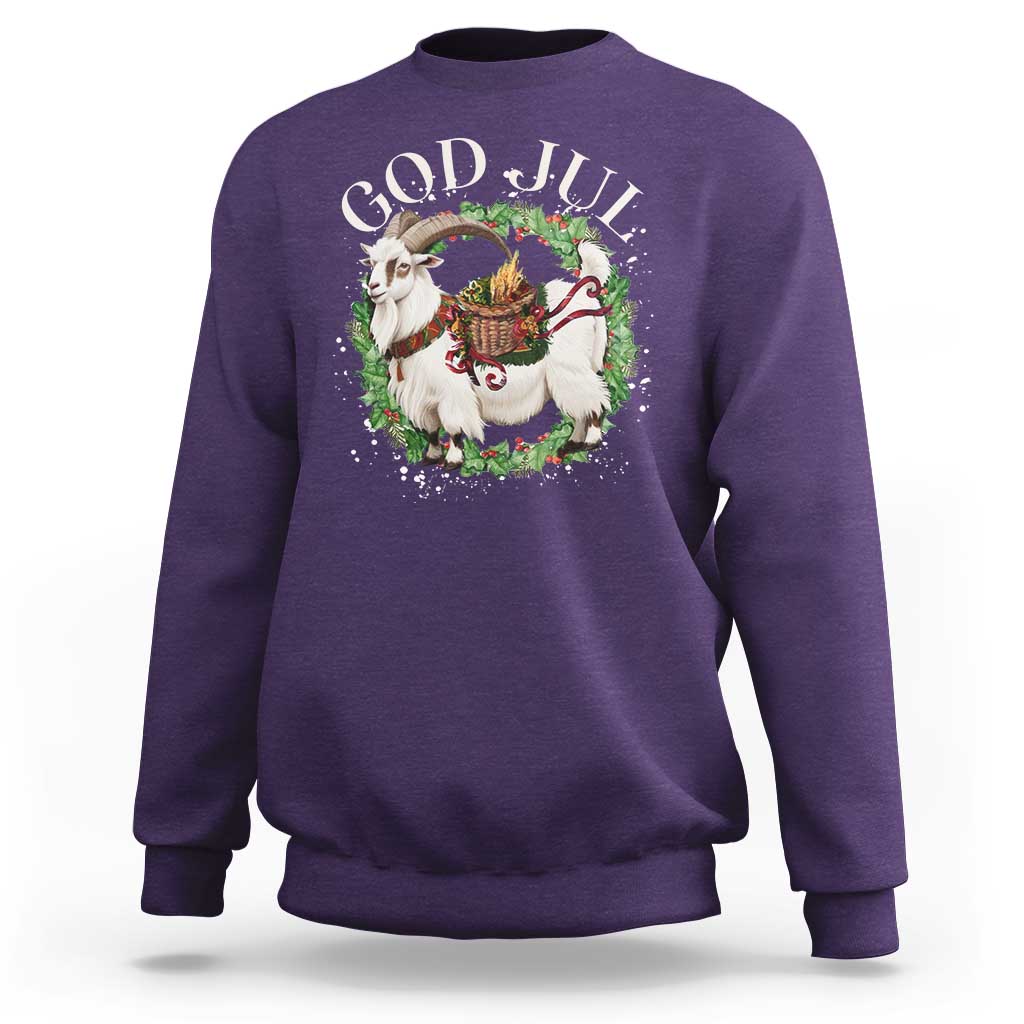 God Jul Sweatshirt Yule Goat Christmas Wreath Winter Solstice - Wonder Print Shop
