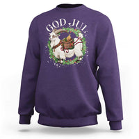 God Jul Sweatshirt Yule Goat Christmas Wreath Winter Solstice - Wonder Print Shop