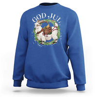 God Jul Sweatshirt Yule Goat Christmas Wreath Winter Solstice - Wonder Print Shop
