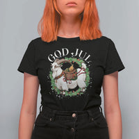 God Jul T Shirt For Women Yule Goat Christmas Wreath Winter Solstice - Wonder Print Shop