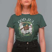 God Jul T Shirt For Women Yule Goat Christmas Wreath Winter Solstice - Wonder Print Shop