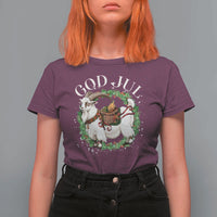 God Jul T Shirt For Women Yule Goat Christmas Wreath Winter Solstice - Wonder Print Shop