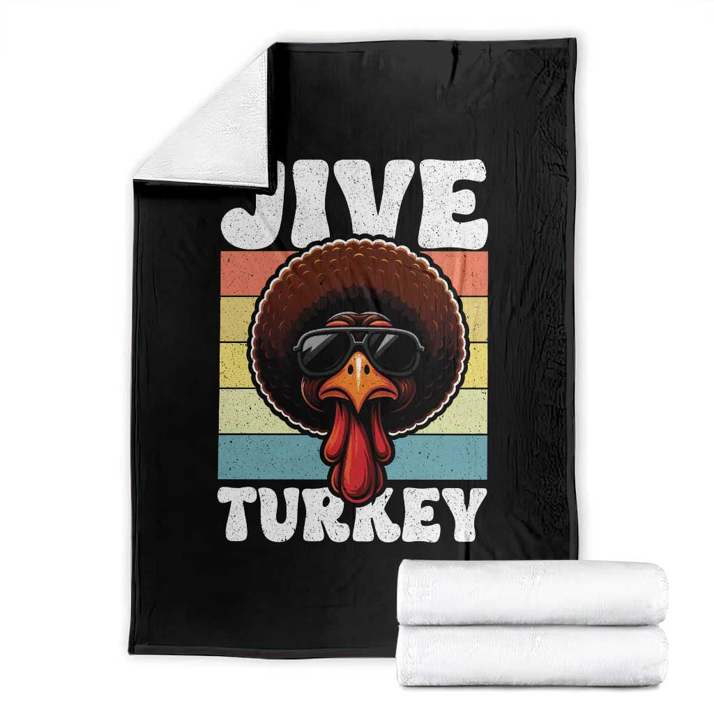 Funny Jive Thanksgiving Turkey Day Throw Blanket Retro Afro Black Turkey - Wonder Print Shop