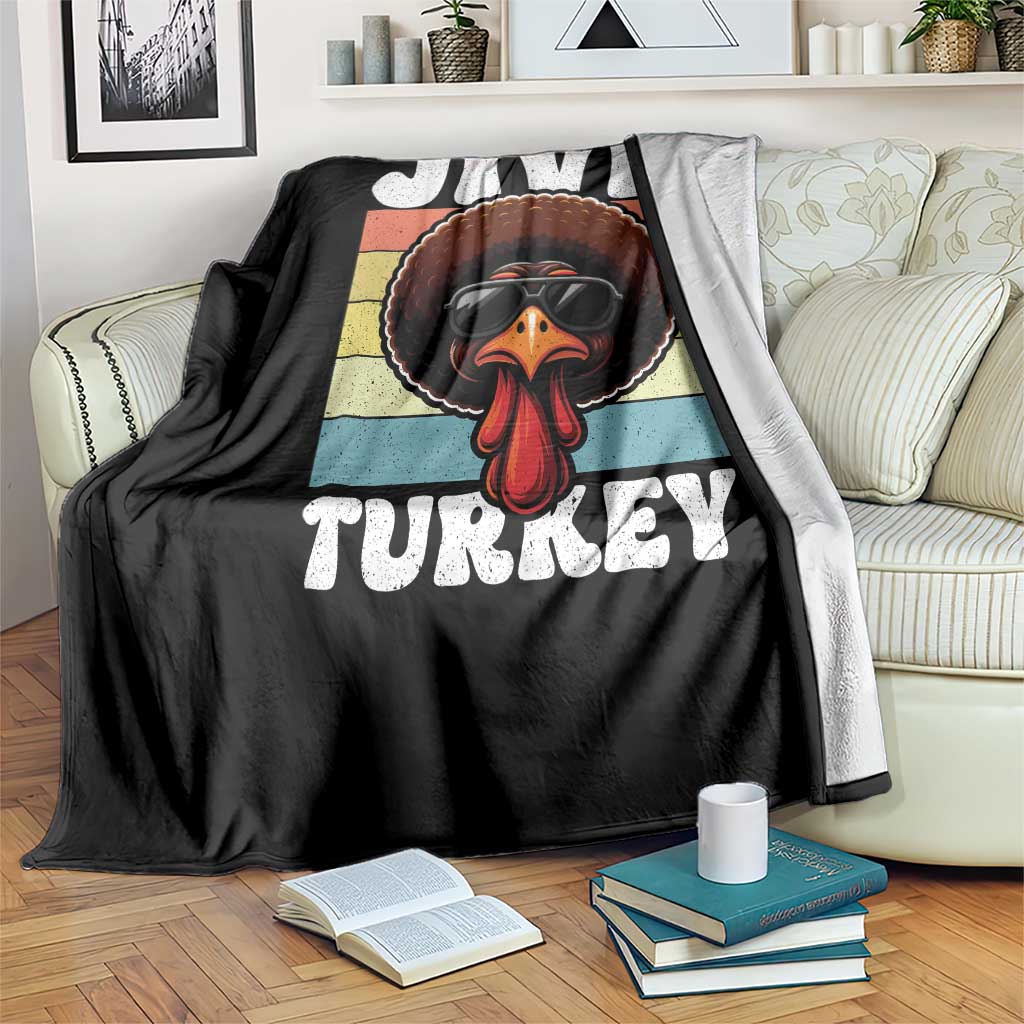 Funny Jive Thanksgiving Turkey Day Throw Blanket Retro Afro Black Turkey - Wonder Print Shop