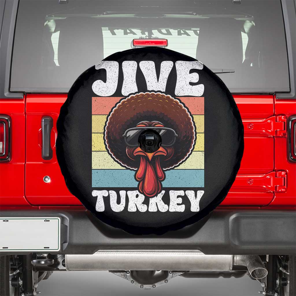 Funny Jive Thanksgiving Turkey Day Spare Tire Cover Retro Afro Black Turkey - Wonder Print Shop