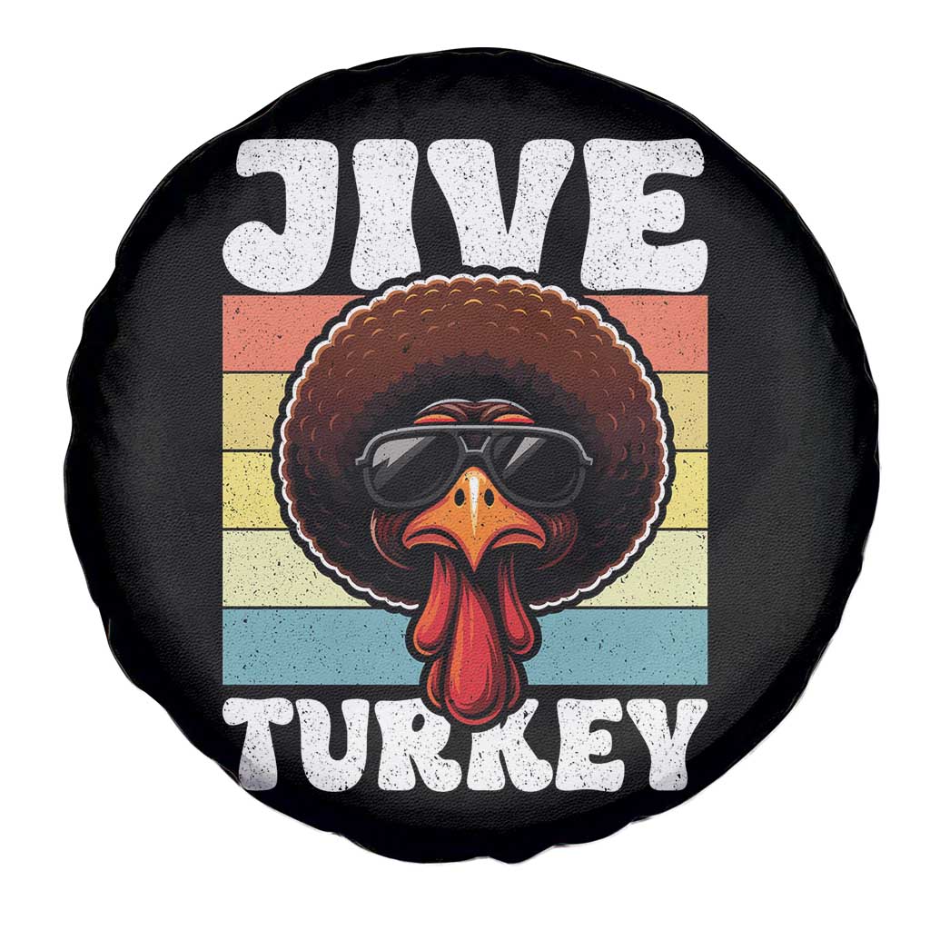Funny Jive Thanksgiving Turkey Day Spare Tire Cover Retro Afro Black Turkey - Wonder Print Shop