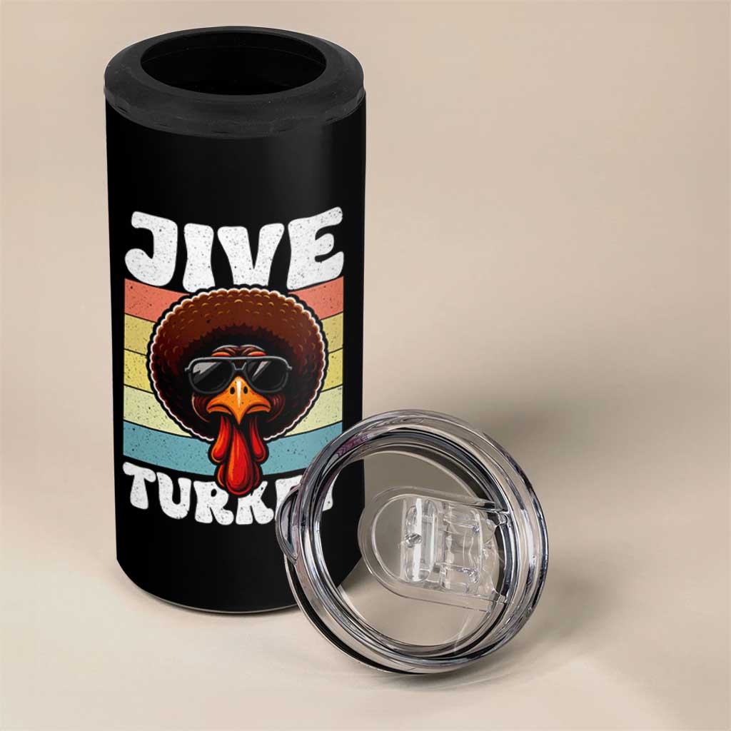 Funny Jive Thanksgiving Turkey Day 4 in 1 Can Cooler Tumbler Retro Afro Black Turkey - Wonder Print Shop