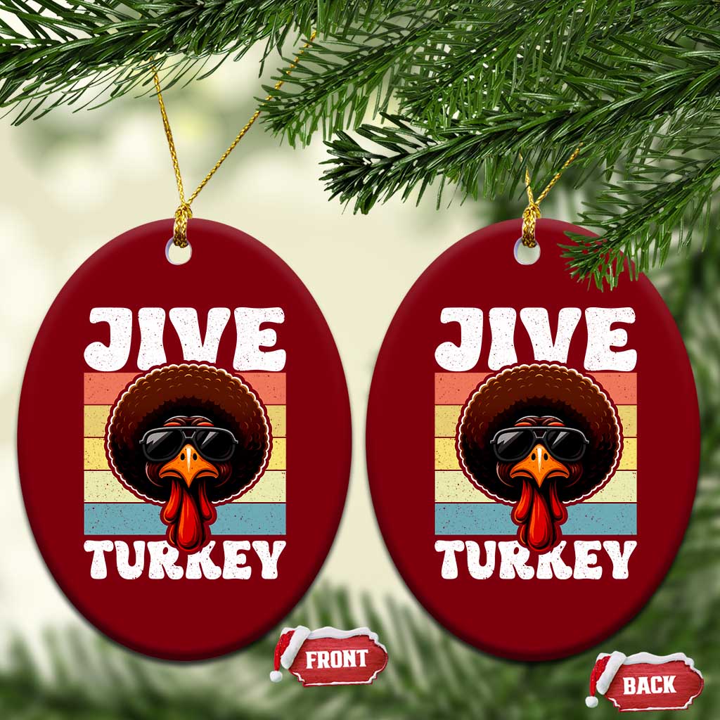 Funny Jive Thanksgiving Turkey Day Ceramic Ornament Retro Afro Black Turkey - Wonder Print Shop