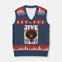 Funny Jive Thanksgiving Turkey Day V-Neck Knit Sweater Vest Retro Afro Black Turkey - Wonder Print Shop