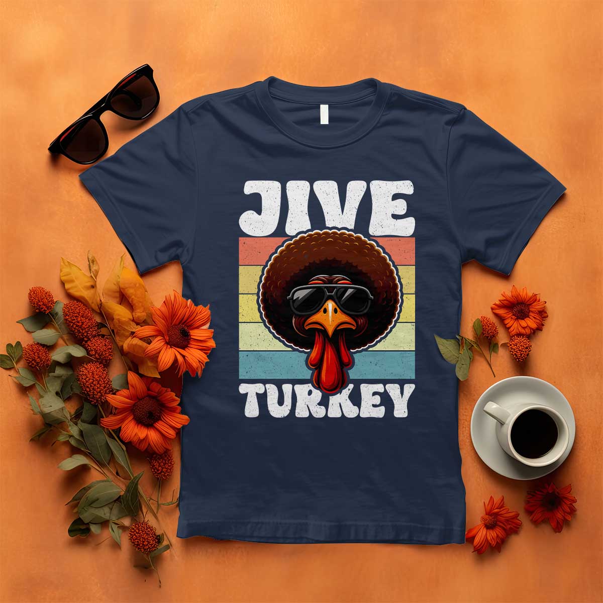 Funny Jive Thanksgiving Turkey Day T Shirt Retro Afro Black Turkey - Wonder Print Shop