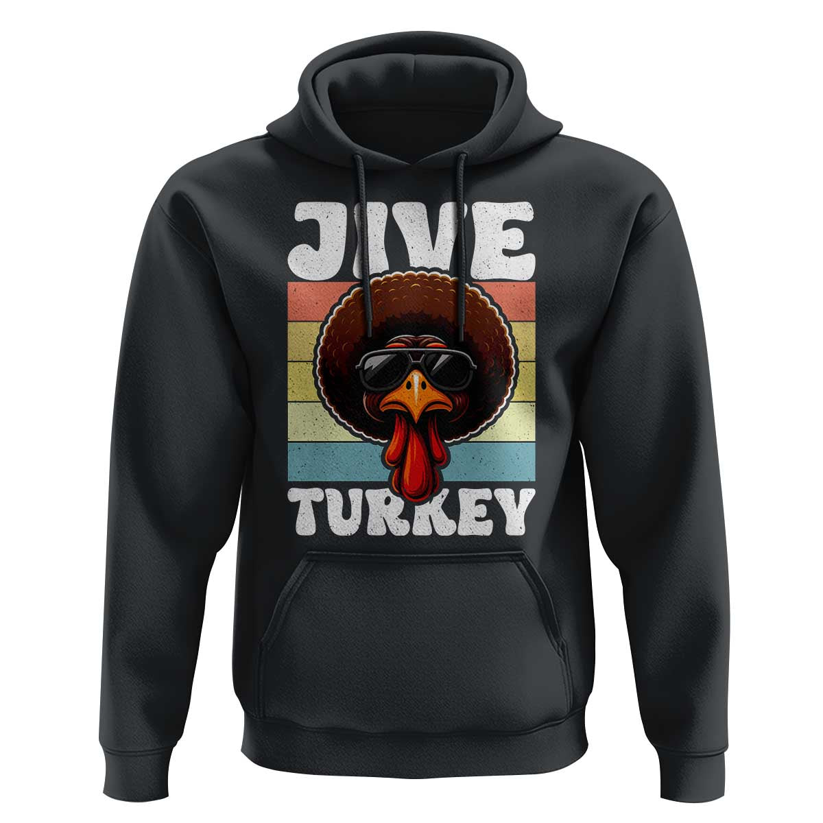 Funny Jive Thanksgiving Turkey Day Hoodie Retro Afro Black Turkey - Wonder Print Shop