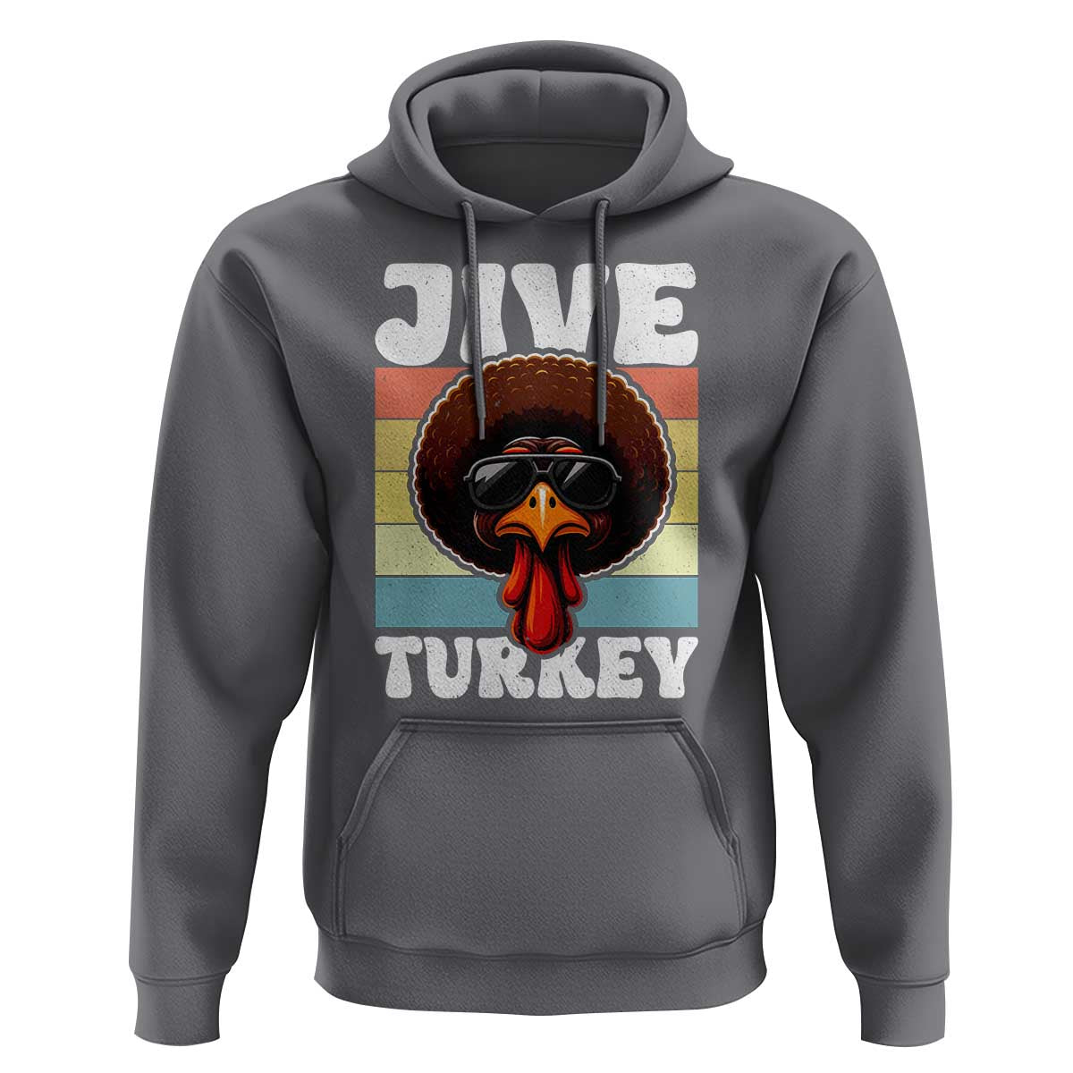 Funny Jive Thanksgiving Turkey Day Hoodie Retro Afro Black Turkey - Wonder Print Shop