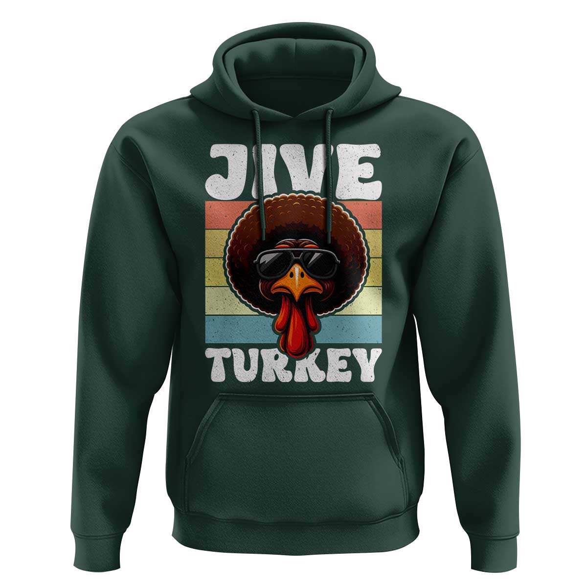 Funny Jive Thanksgiving Turkey Day Hoodie Retro Afro Black Turkey - Wonder Print Shop