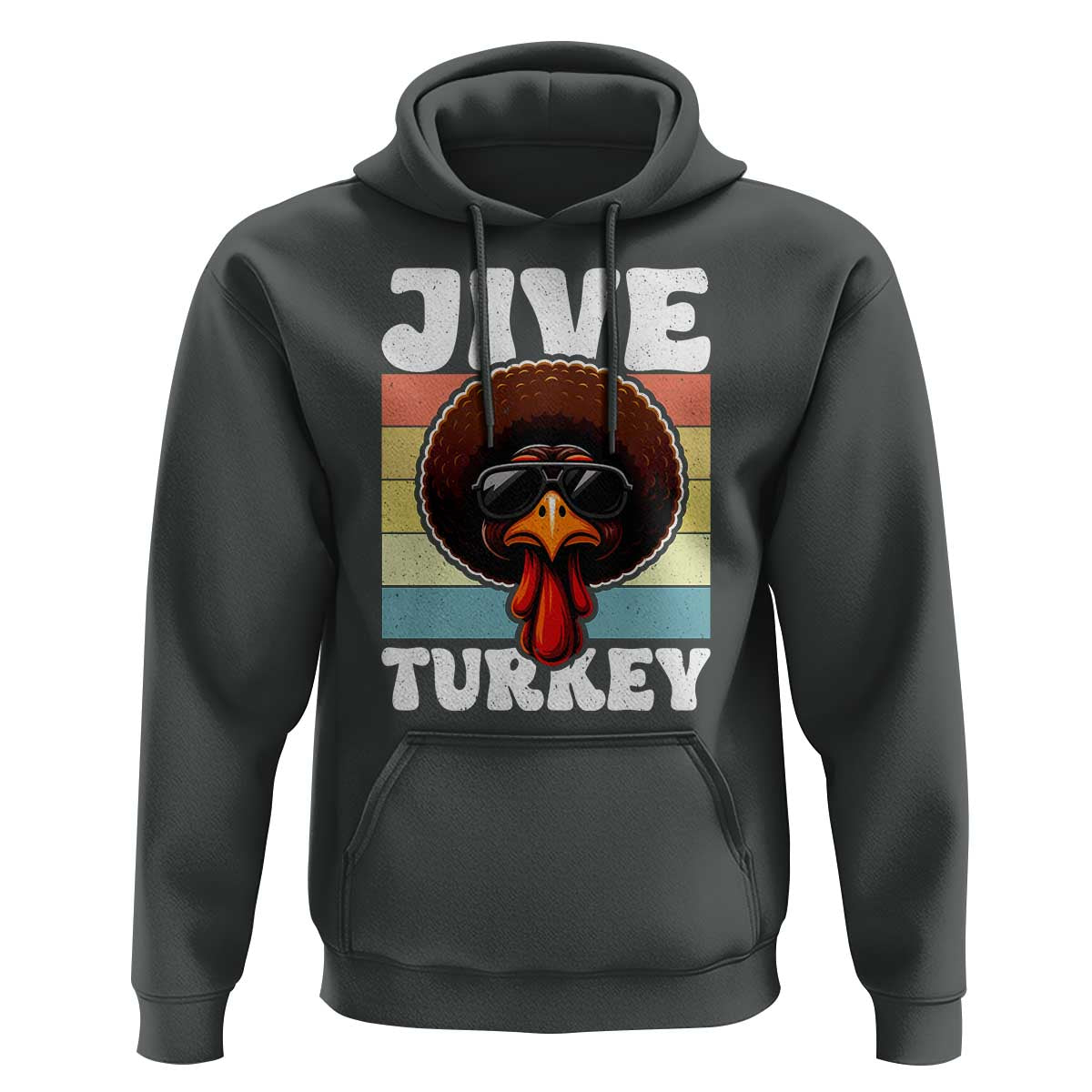 Funny Jive Thanksgiving Turkey Day Hoodie Retro Afro Black Turkey - Wonder Print Shop