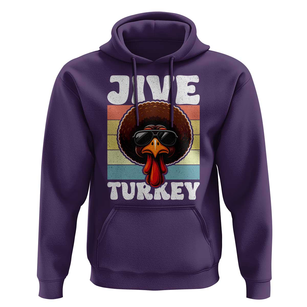 Funny Jive Thanksgiving Turkey Day Hoodie Retro Afro Black Turkey - Wonder Print Shop