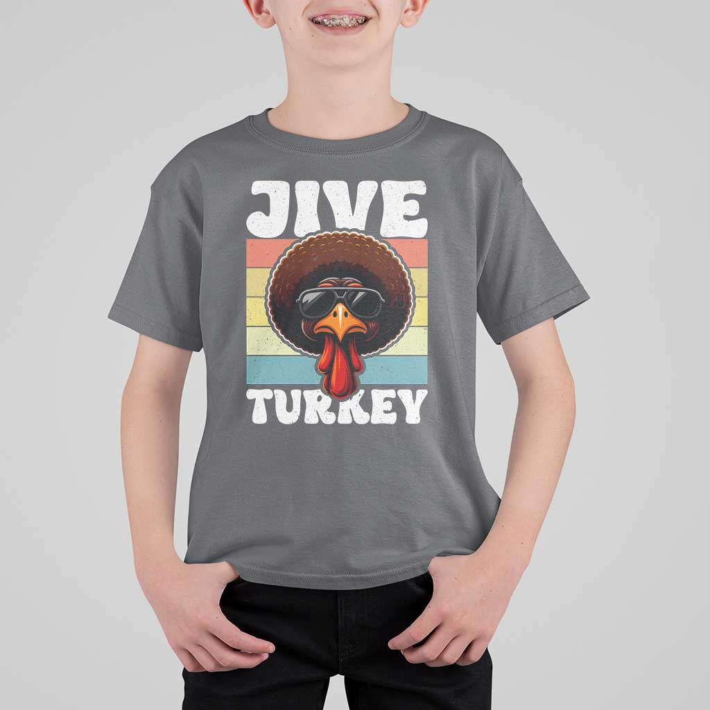 Funny Jive Thanksgiving Turkey Day T Shirt For Kid Retro Afro Black Turkey - Wonder Print Shop
