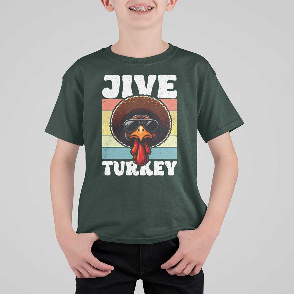 Funny Jive Thanksgiving Turkey Day T Shirt For Kid Retro Afro Black Turkey - Wonder Print Shop