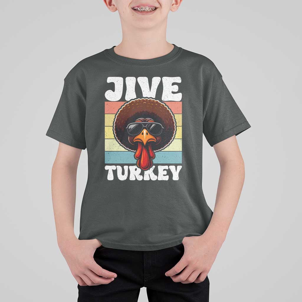 Funny Jive Thanksgiving Turkey Day T Shirt For Kid Retro Afro Black Turkey - Wonder Print Shop
