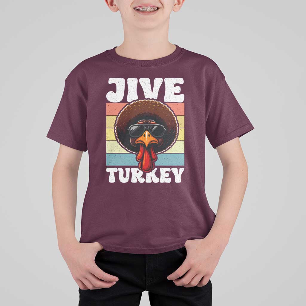Funny Jive Thanksgiving Turkey Day T Shirt For Kid Retro Afro Black Turkey - Wonder Print Shop