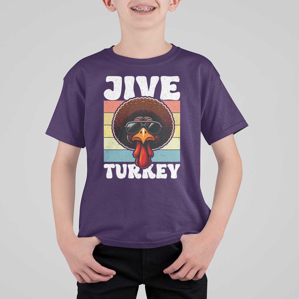 Funny Jive Thanksgiving Turkey Day T Shirt For Kid Retro Afro Black Turkey - Wonder Print Shop