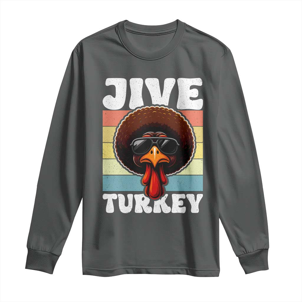 Funny Jive Thanksgiving Turkey Day Long Sleeve Shirt Retro Afro Black Turkey - Wonder Print Shop