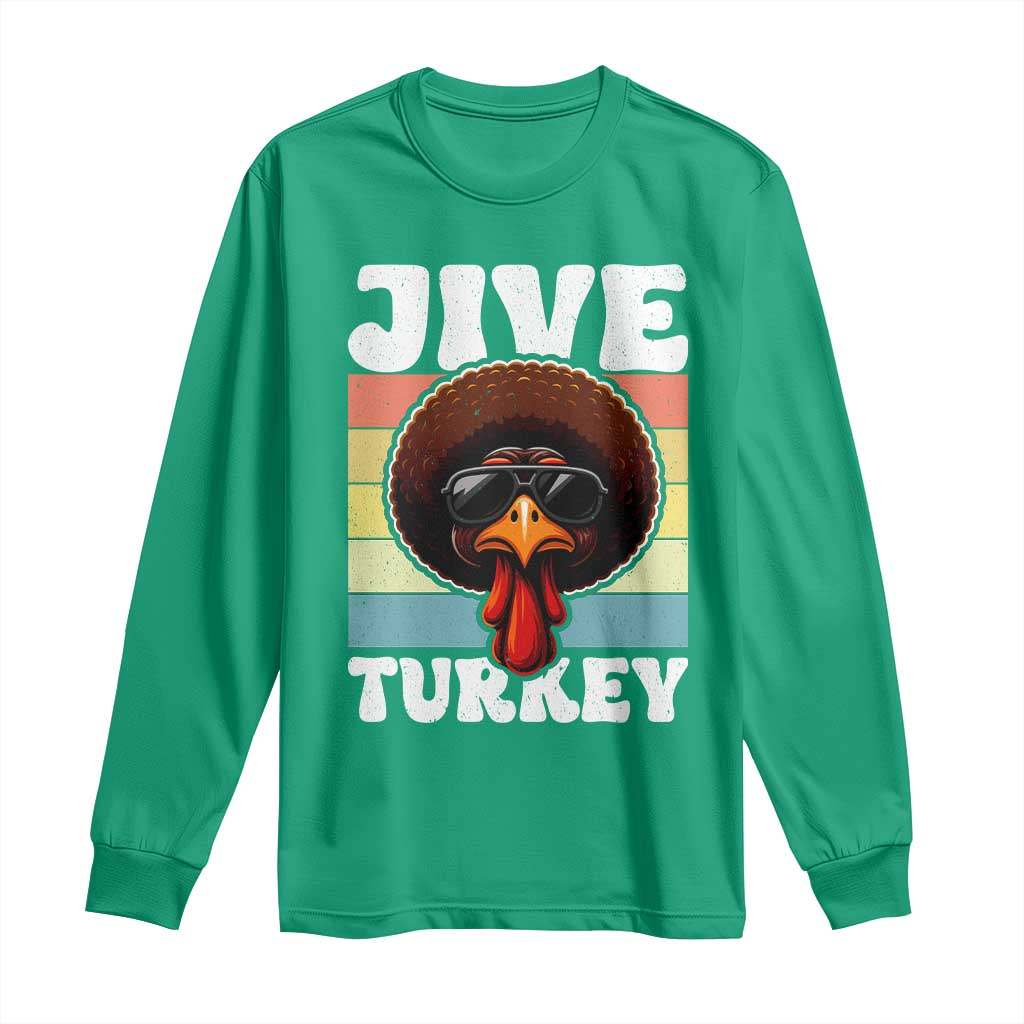 Funny Jive Thanksgiving Turkey Day Long Sleeve Shirt Retro Afro Black Turkey - Wonder Print Shop