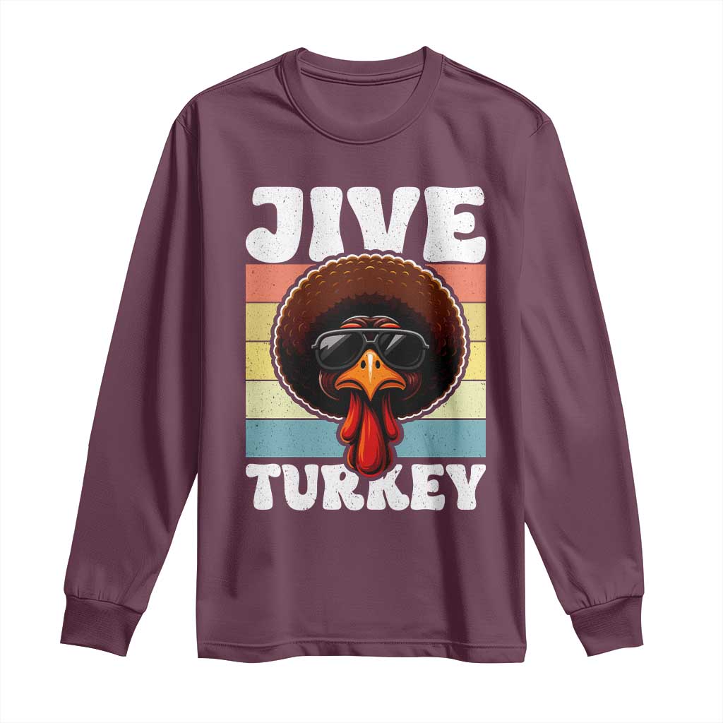 Funny Jive Thanksgiving Turkey Day Long Sleeve Shirt Retro Afro Black Turkey - Wonder Print Shop