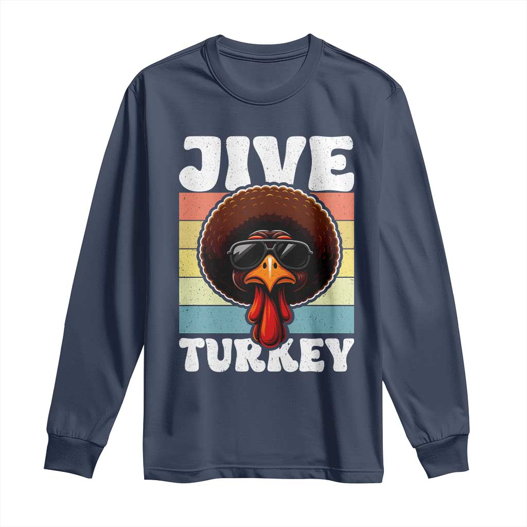 Funny Jive Thanksgiving Turkey Day Long Sleeve Shirt Retro Afro Black Turkey - Wonder Print Shop