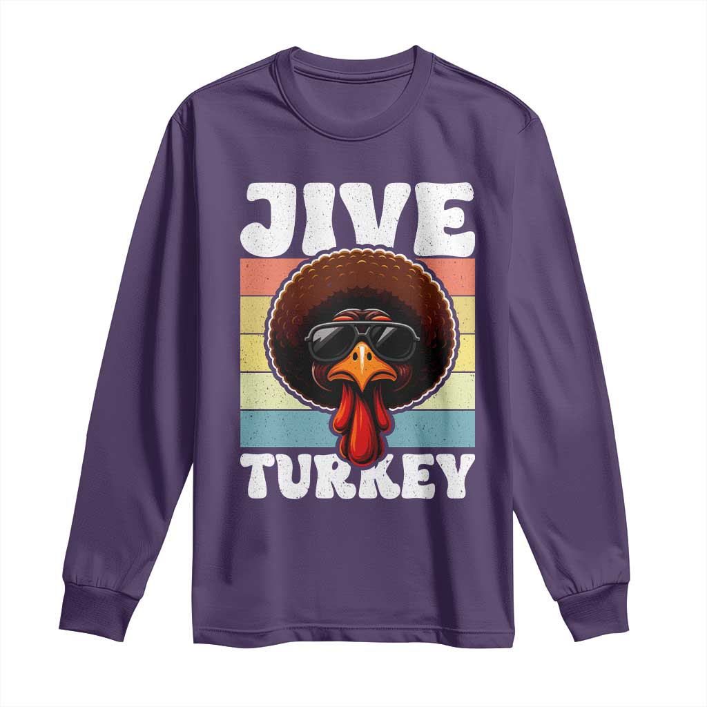Funny Jive Thanksgiving Turkey Day Long Sleeve Shirt Retro Afro Black Turkey - Wonder Print Shop