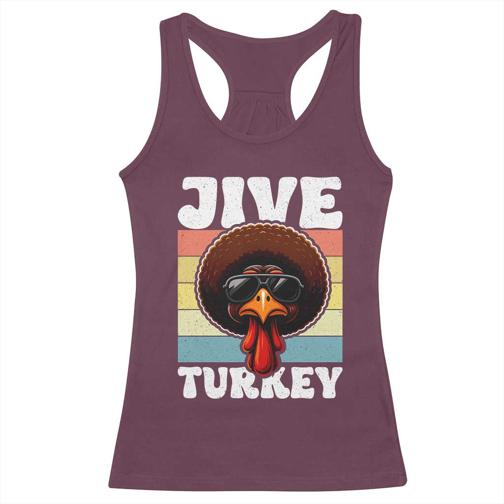Funny Jive Thanksgiving Turkey Day Racerback Tank Top Retro Afro Black Turkey - Wonder Print Shop