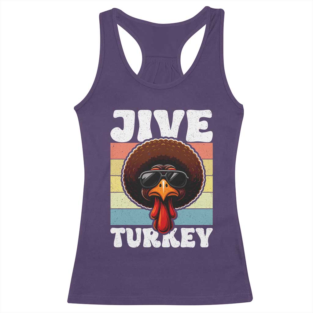 Funny Jive Thanksgiving Turkey Day Racerback Tank Top Retro Afro Black Turkey - Wonder Print Shop