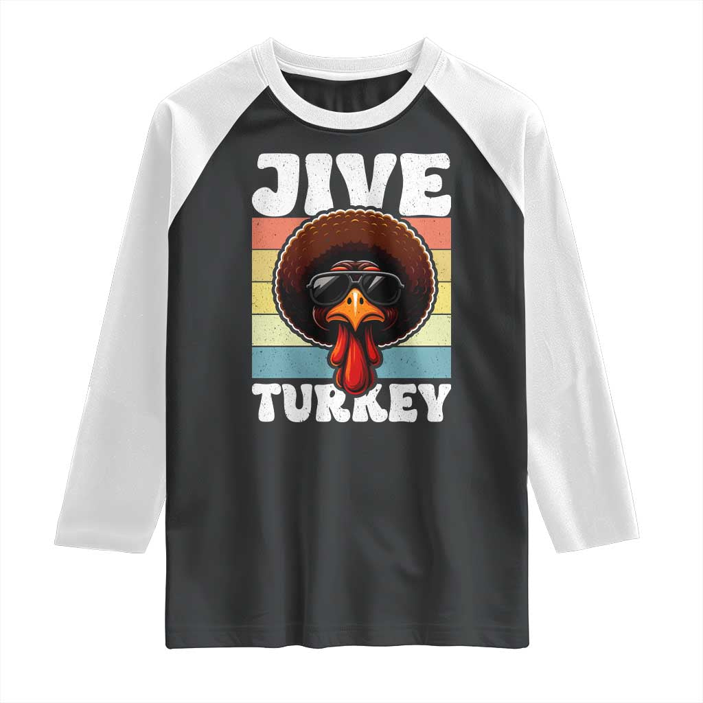 Funny Jive Thanksgiving Turkey Day Raglan Shirt Retro Afro Black Turkey - Wonder Print Shop