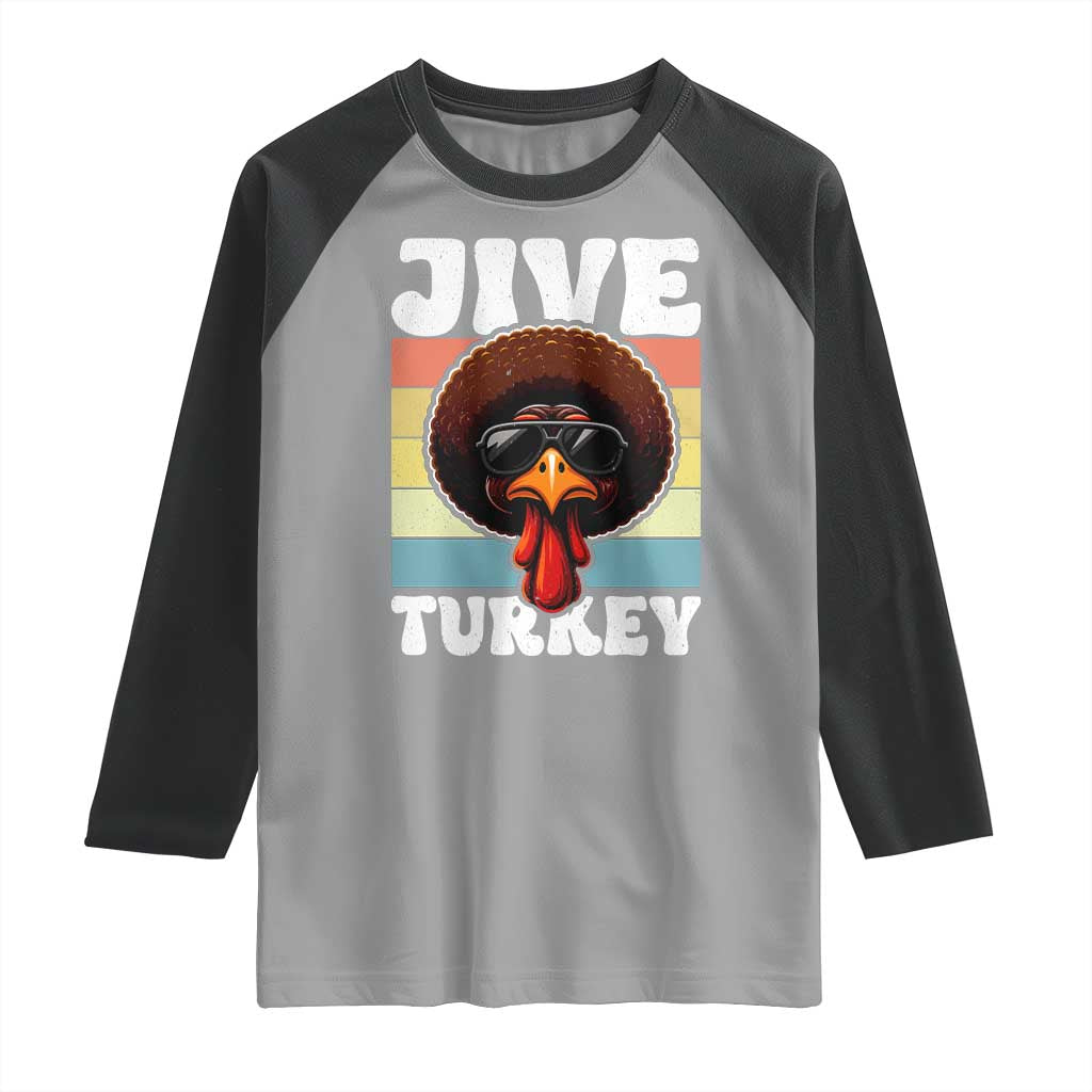Funny Jive Thanksgiving Turkey Day Raglan Shirt Retro Afro Black Turkey - Wonder Print Shop