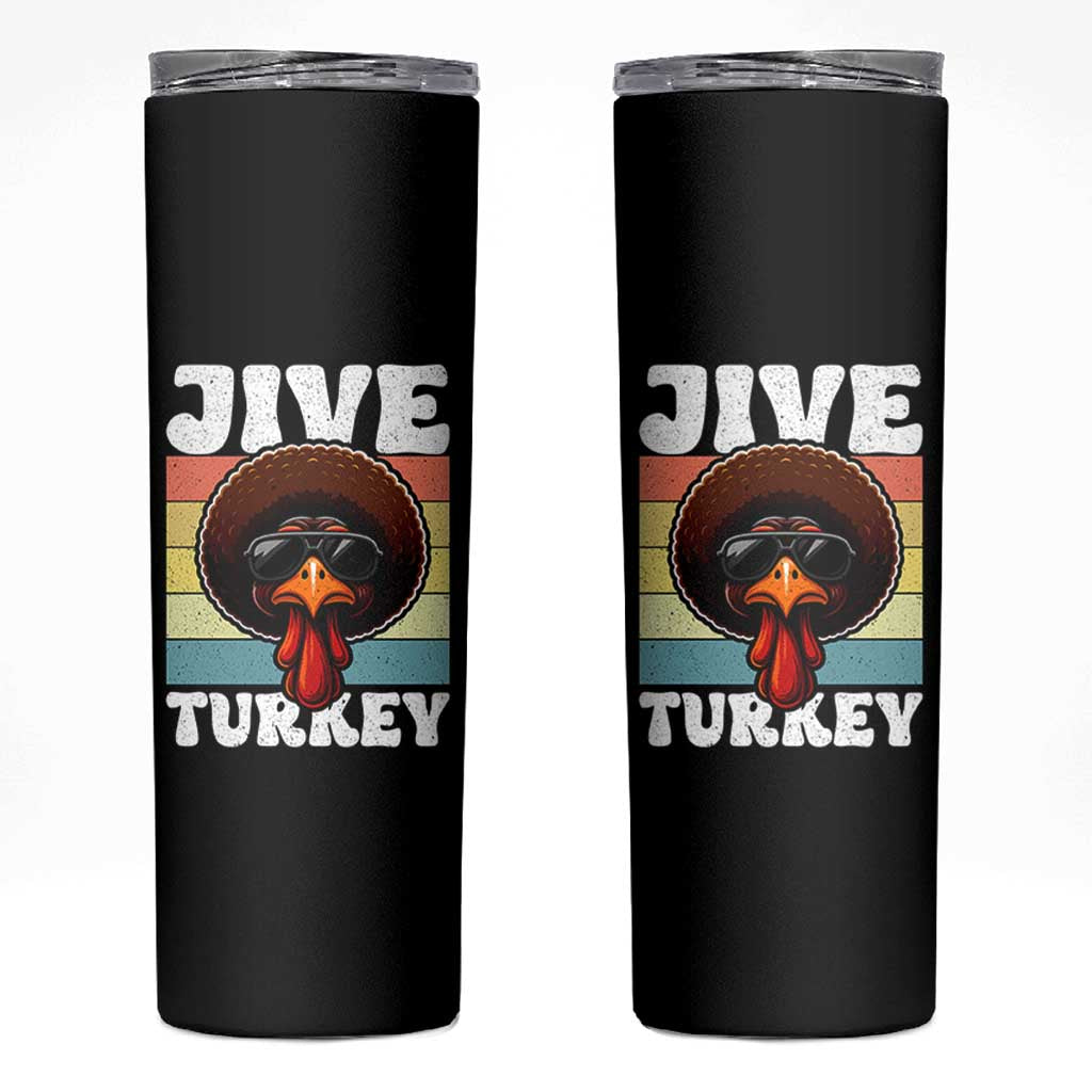 Funny Jive Thanksgiving Turkey Day Skinny Tumbler Retro Afro Black Turkey - Wonder Print Shop