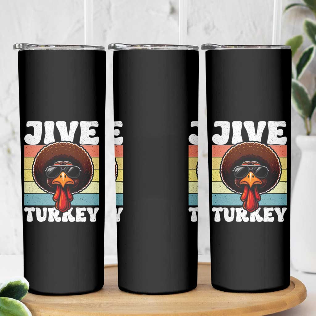 Funny Jive Thanksgiving Turkey Day Skinny Tumbler Retro Afro Black Turkey - Wonder Print Shop
