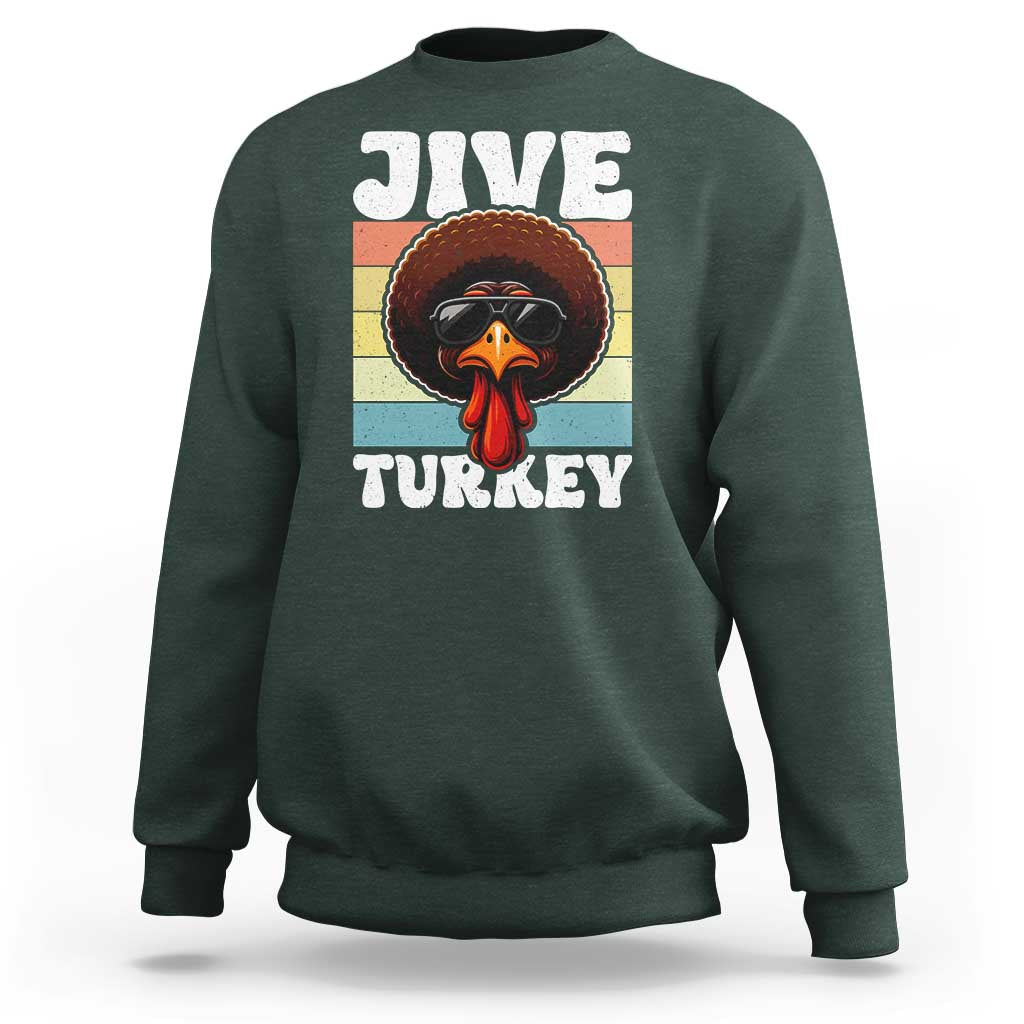 Funny Jive Thanksgiving Turkey Day Sweatshirt Retro Afro Black Turkey - Wonder Print Shop