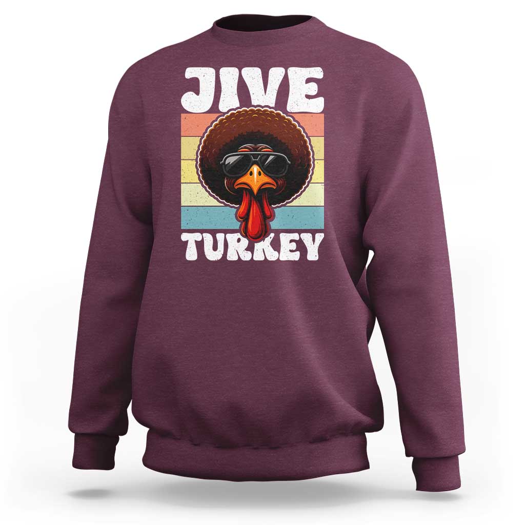 Funny Jive Thanksgiving Turkey Day Sweatshirt Retro Afro Black Turkey - Wonder Print Shop